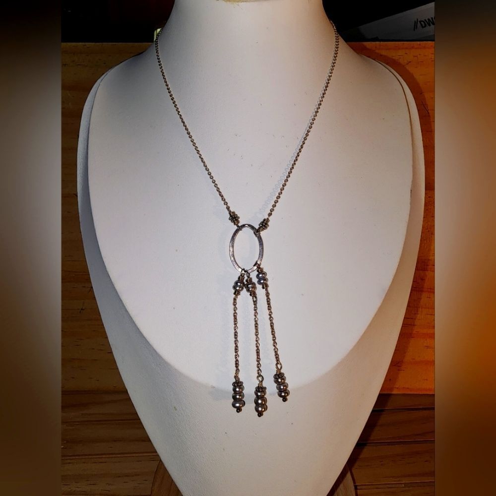 925 sterling silver marked flawless pearl beaded Pendant Necklace 14" +2.5 Ext